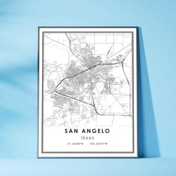 San Angelo, Texas Modern City Map Print
