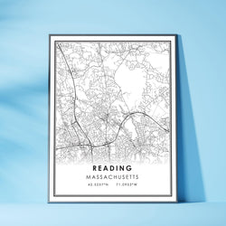 Reading, Massachusetts Modern Map Print
