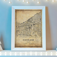 
              Cleveland, Ohio Vintage Style Map Print 
            