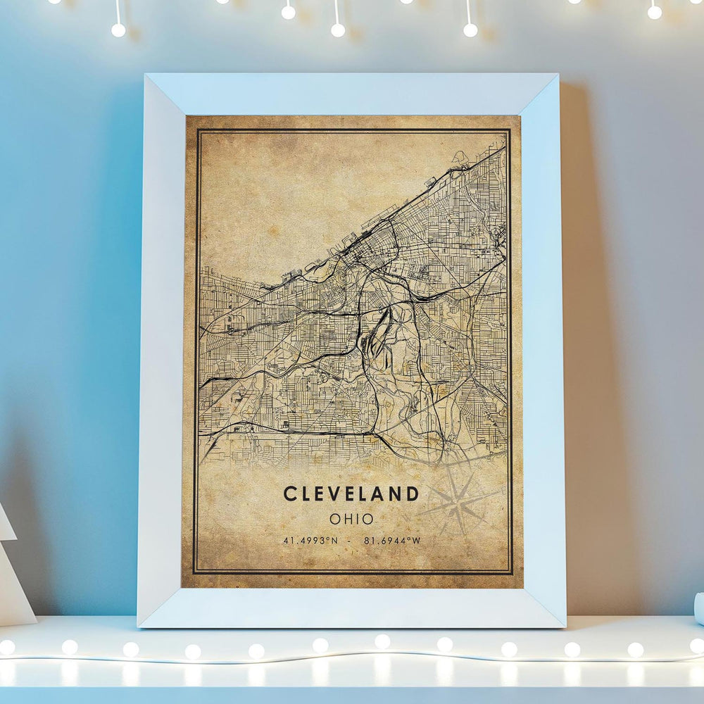 Cleveland, Ohio Vintage Style Map Print 