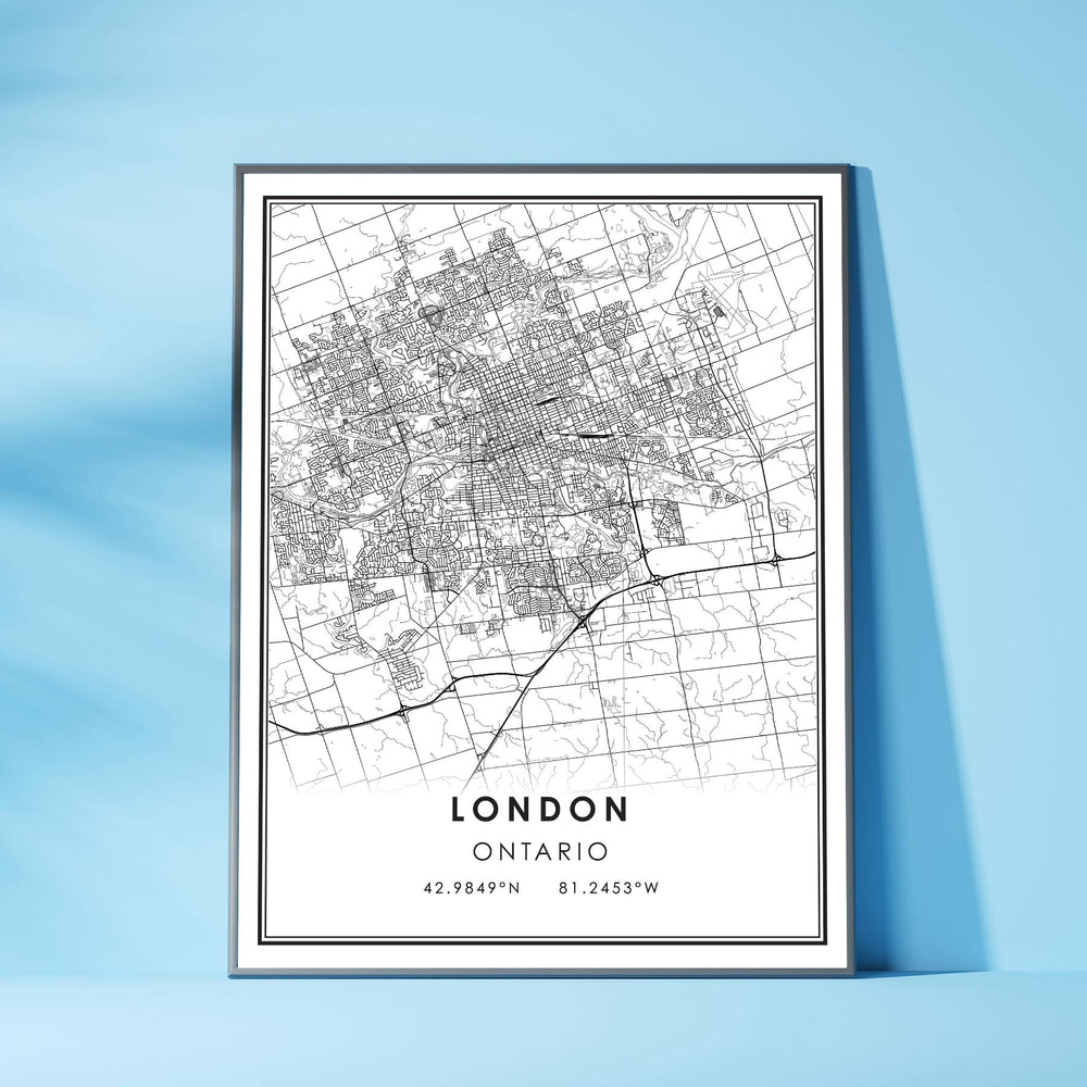 London, Ontario Modern Style Map Print 