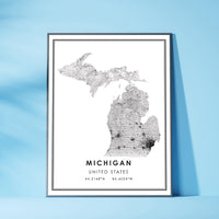 
              Michigan, United States Modern Style Map Print 
            