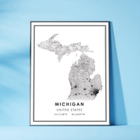 Michigan, United States Modern Style Map Print 