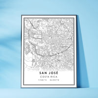 San Jose, Costa Rica Modern Style Map Print