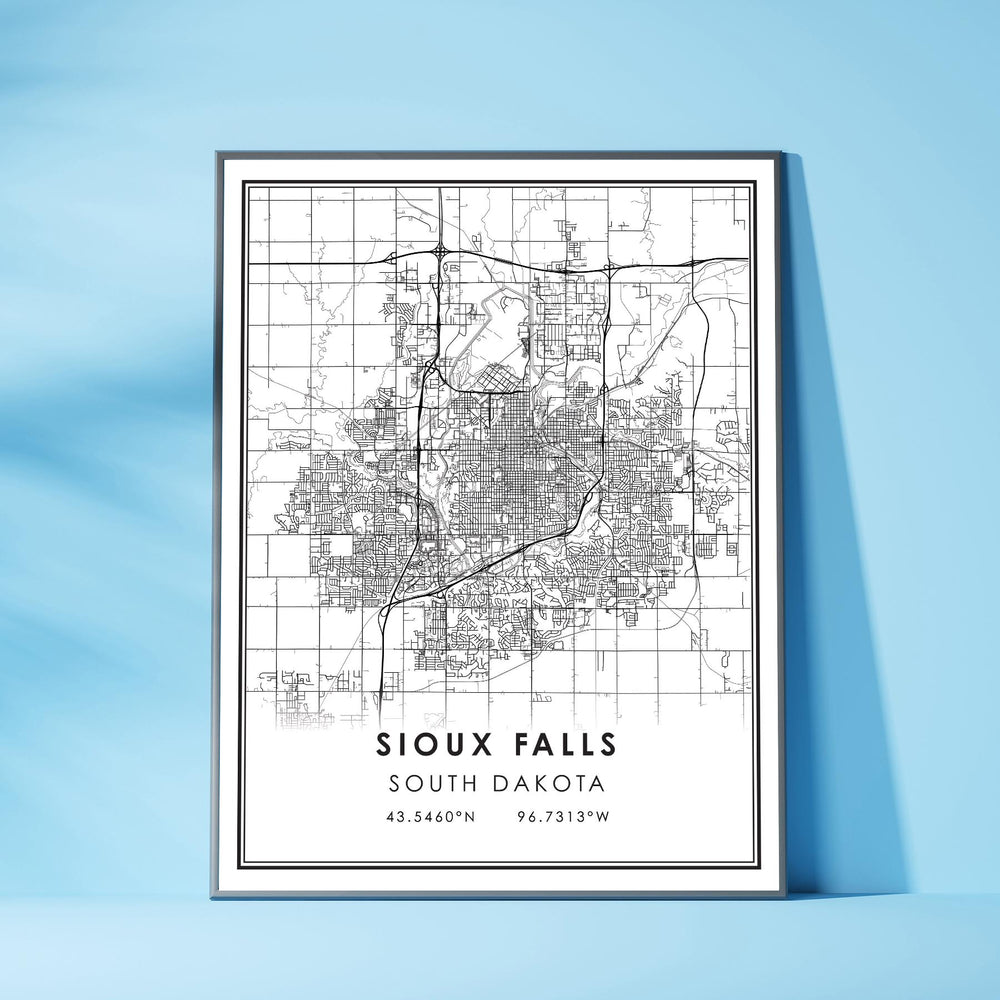 Sioux Falls, South Dakota Modern Map Print 