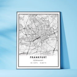Frankfurt, Germany Modern Style Map Print 