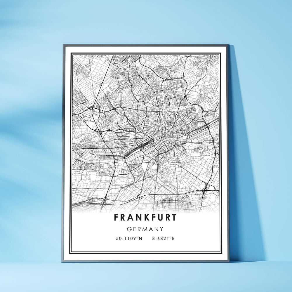 Frankfurt, Germany Modern Style Map Print 