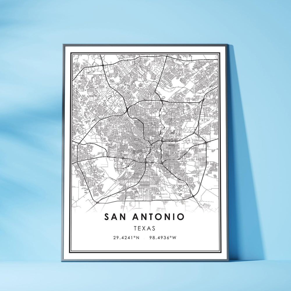 San Antonio, Texas Modern Map Print
