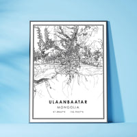 Ulaanbaatar, Mongolia Modern Style Map Print 