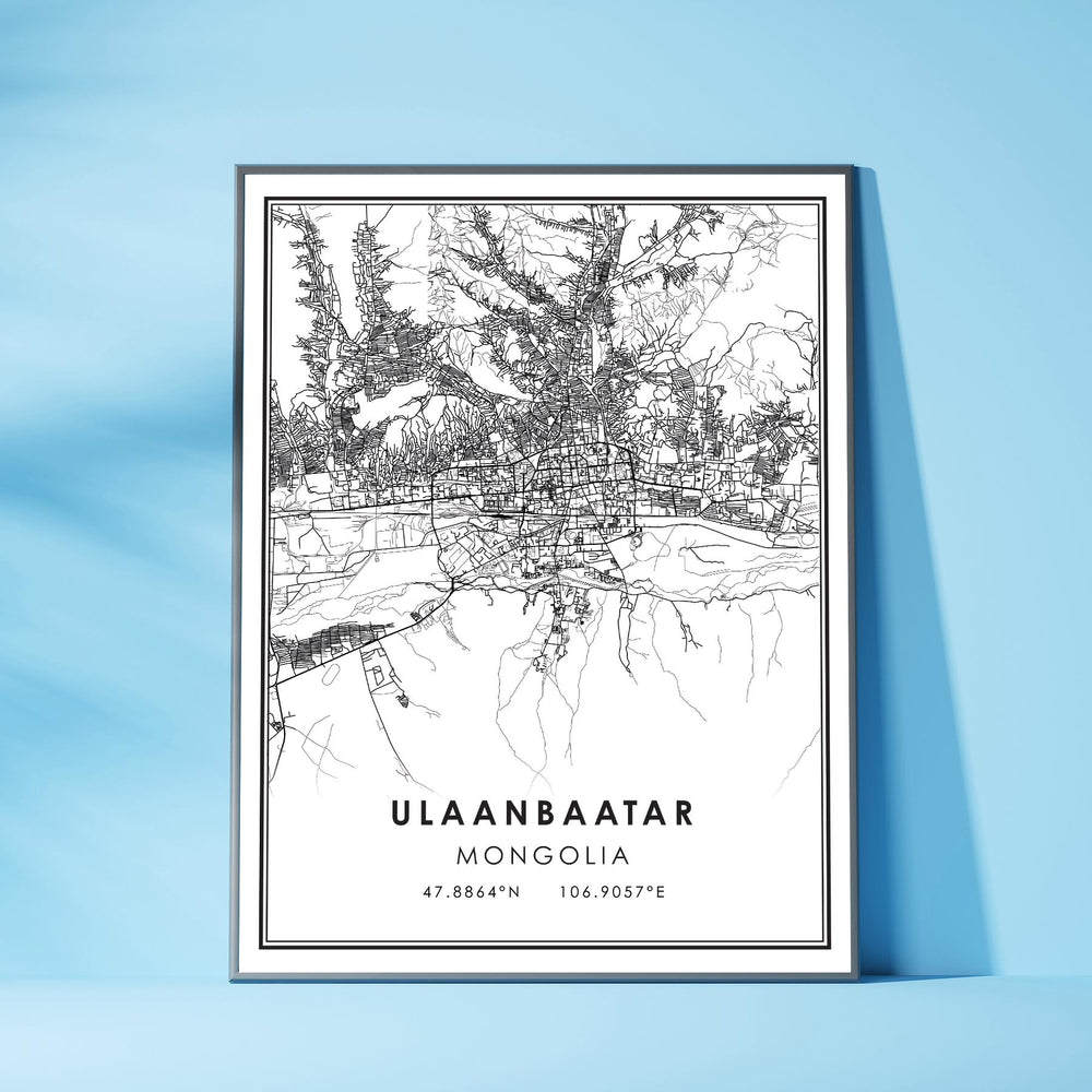 Ulaanbaatar, Mongolia Modern Style Map Print 