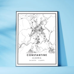 Constatine, Argeria Modern Style Map Print 