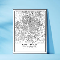 
              Fayetteville, North Carolina Modern Map Print 
            