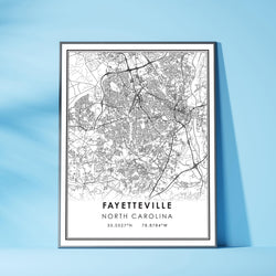 Fayetteville, North Carolina Modern Map Print 