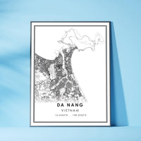 Da Nang, Vietnam Modern Style Map Print 