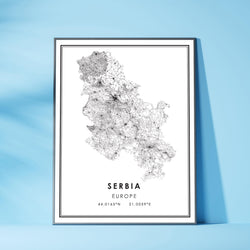 Serbia, Europe Modern Style Map Print 