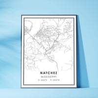 Natchez, Mississippi Modern Map Print 