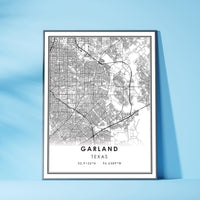 Garland, Texas Modern Map Print