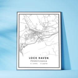 Lock Haven, Pennsylvania Modern Map Print 