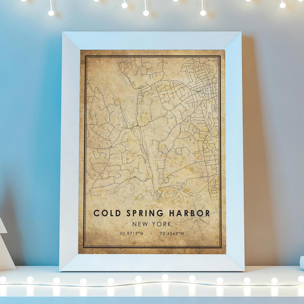 Cold Spring Harbor, New York Vintage Style Map Print 