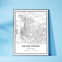 Baton Rouge, Louisiana Modern Map Print