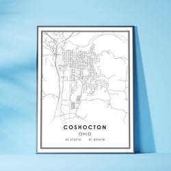 Coshocton, Ohio Modern Map Print 