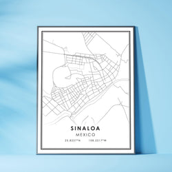 Sinaloa, Mexico Modern Style Map Print 