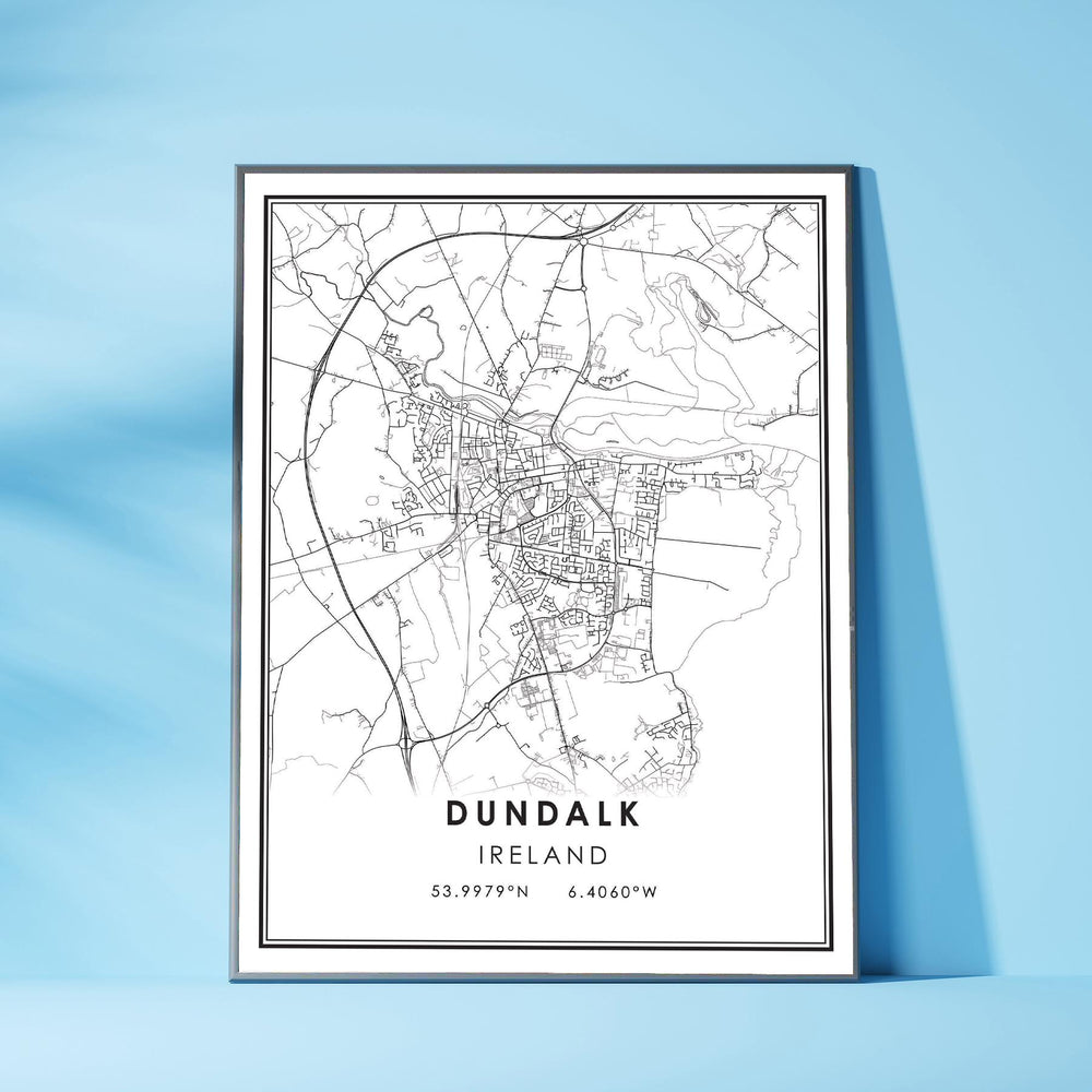 Dundalk, Ireland Modern Style Map Print 