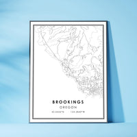 Brookings, Oregon Modern Map Print 