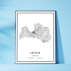 Latvia, Europe Modern Style Map Print