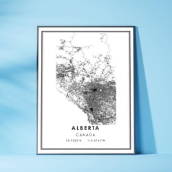 Alberta, Canada Modern Style Map Print 