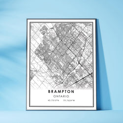 Brampton, Ontario Modern Style Map Print 
