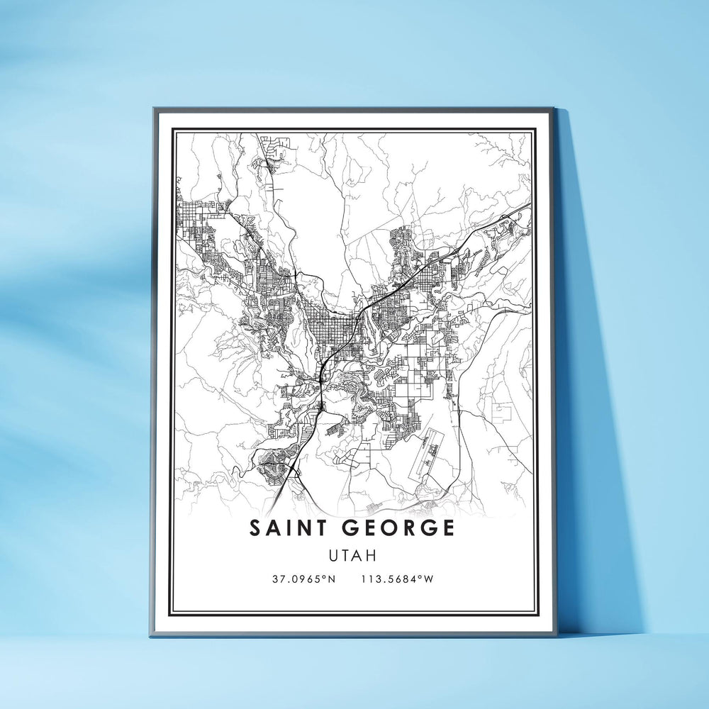 Saith George, Utan Modern Map Print 