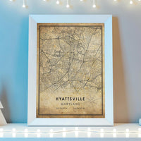 
              Hyattsville Maryland Vintage Style Map Print 
            