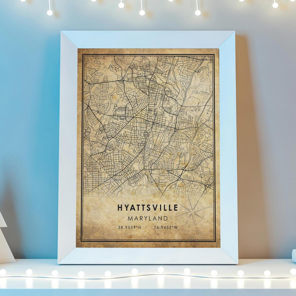 Hyattsville Maryland Vintage Style Map Print 