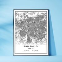 Sao Paulo, Brazil Modern Style Map Print 