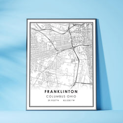 Franklinton, Columbus Ohio Modern Map Print 