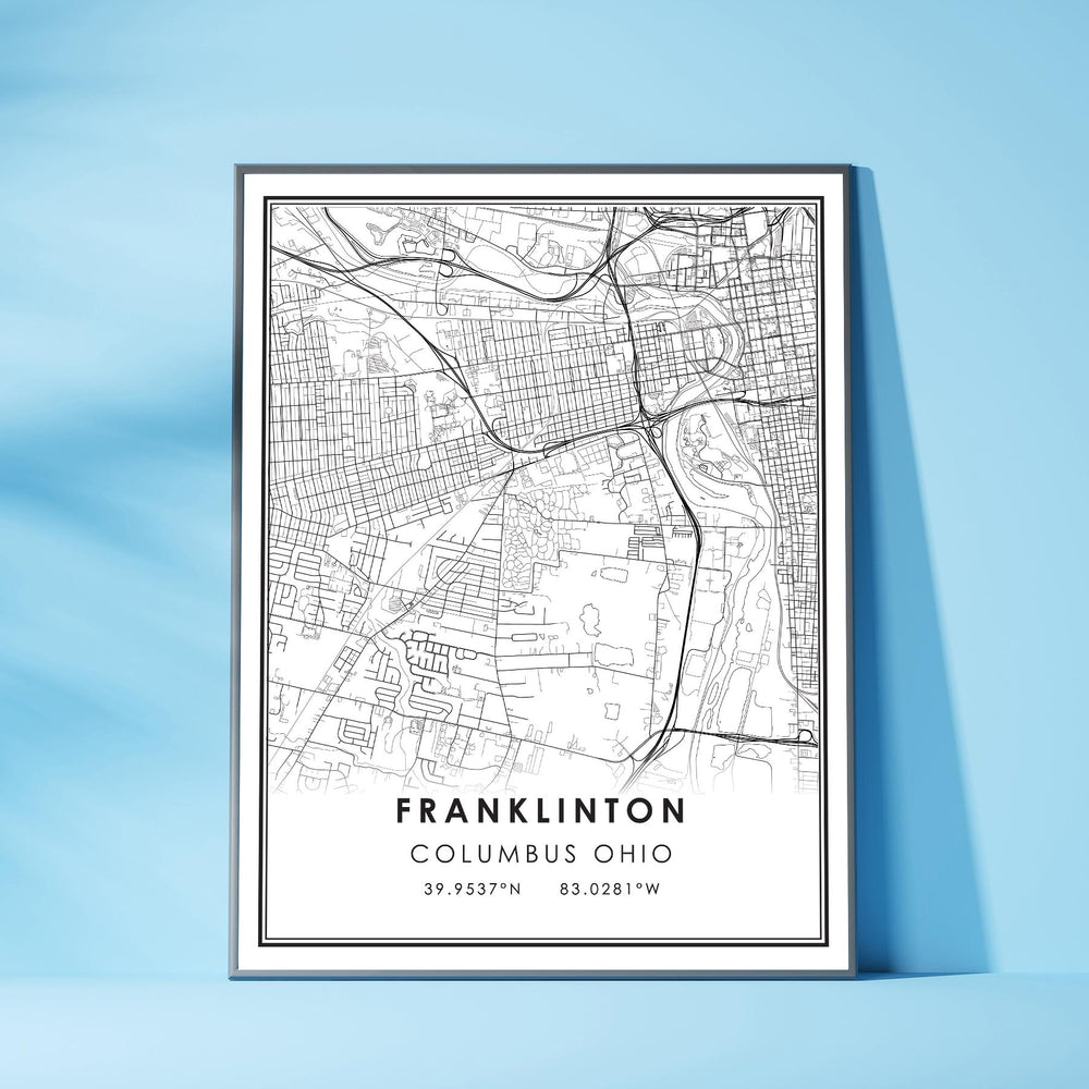 Franklinton, Columbus Ohio Modern Map Print 