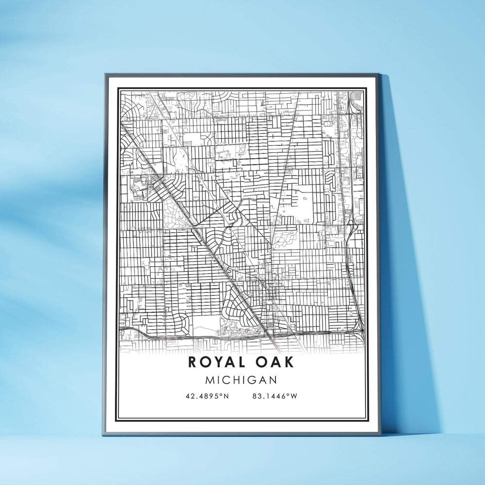 Royal Oak, Michigan Modern Map Print