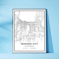 
              Traverse City, Michigan Modern Map Print 
            