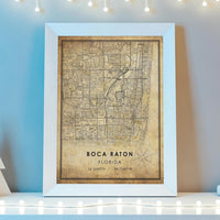 
              Boca Raton, Florida Vintage Style Map Print 
            