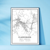 
              Clarksburg, West Virginia Modern Map Print 
            