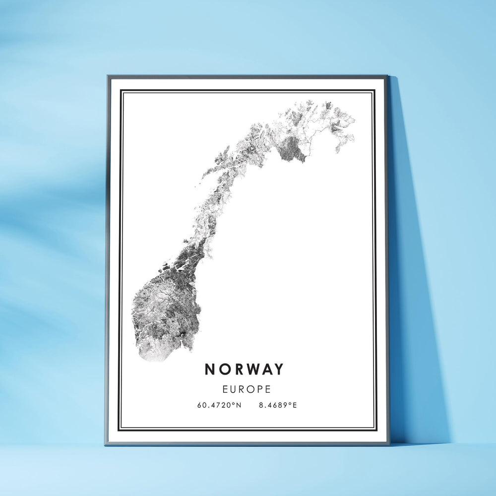 Norway, Europe Modern Style Map Print 