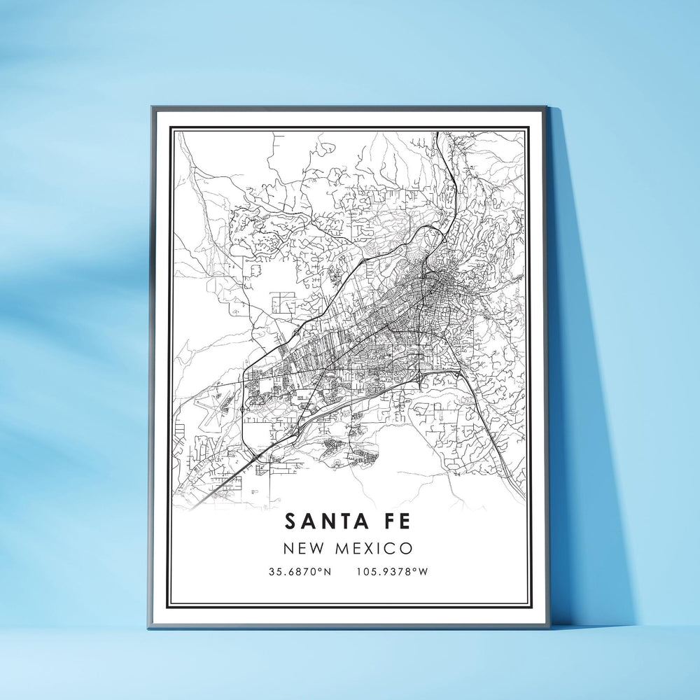 Santa Fe, New Mexico Modern Map Print 