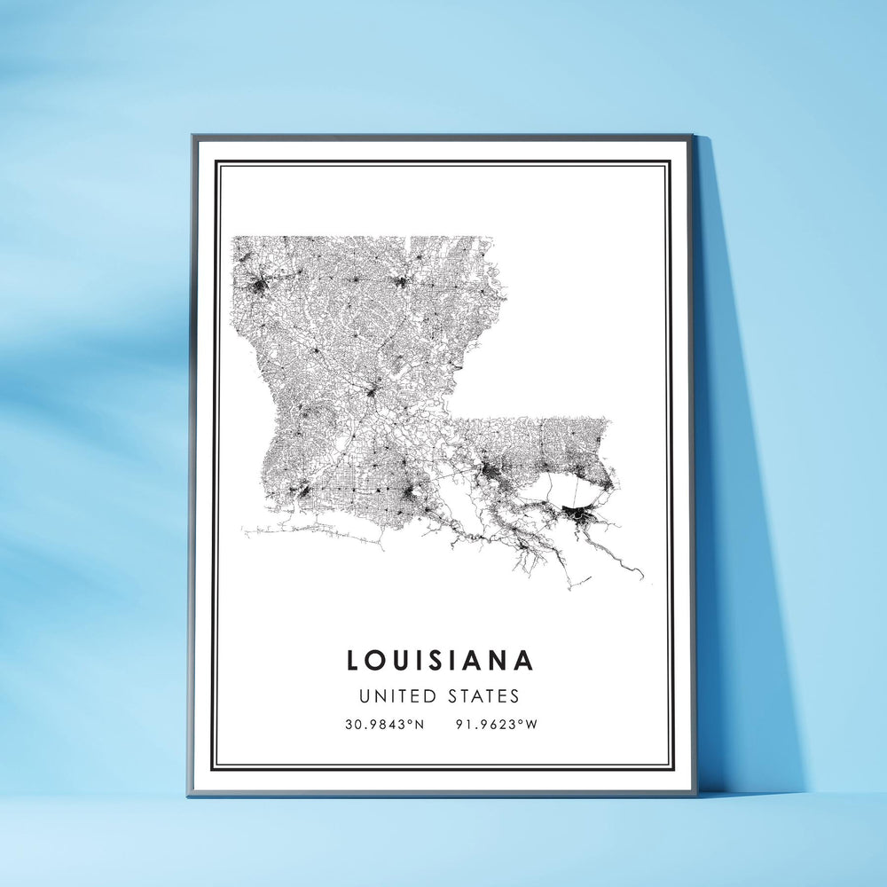 Louisiana, United States Modern Style Map Print 