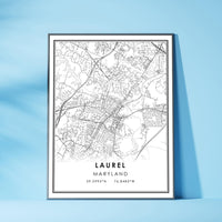 
              Laurel, Maryland Modern Map Print 
            