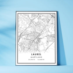 Laurel, Maryland Modern Map Print 