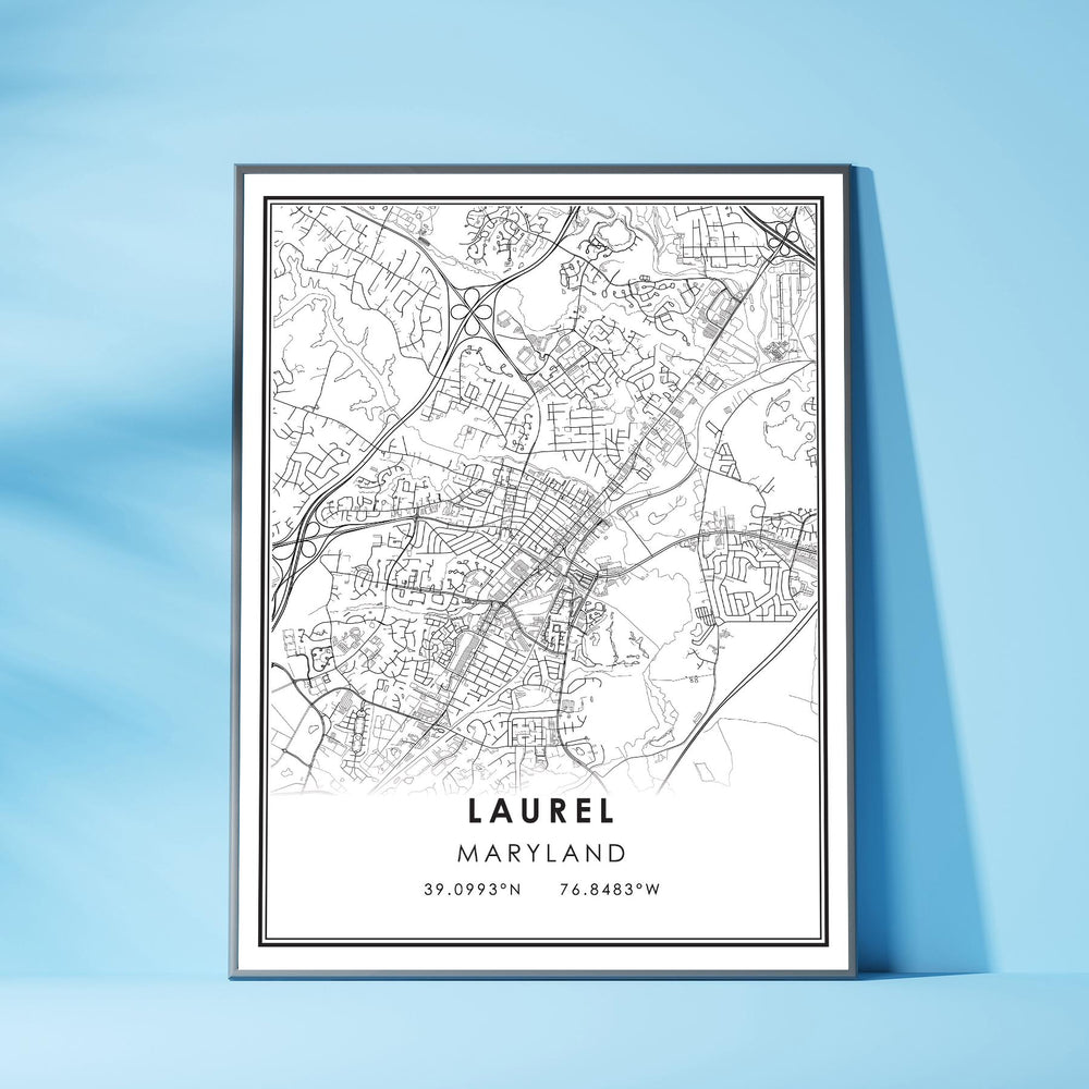 Laurel, Maryland Modern Map Print 
