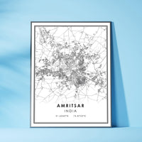 Amritsar, India Modern Style Map Print 
