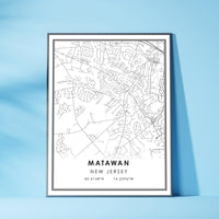 
              Matawan, New Jersey Modern Map Print 
            