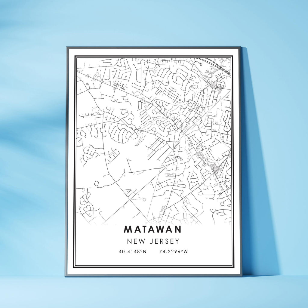 Matawan, New Jersey Modern Map Print 
